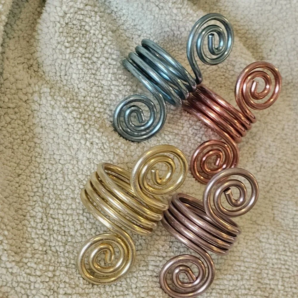 Spiral Metal Colored Napkin Rings Serviette Holders Eclectic Ornate Set‎ Of 4